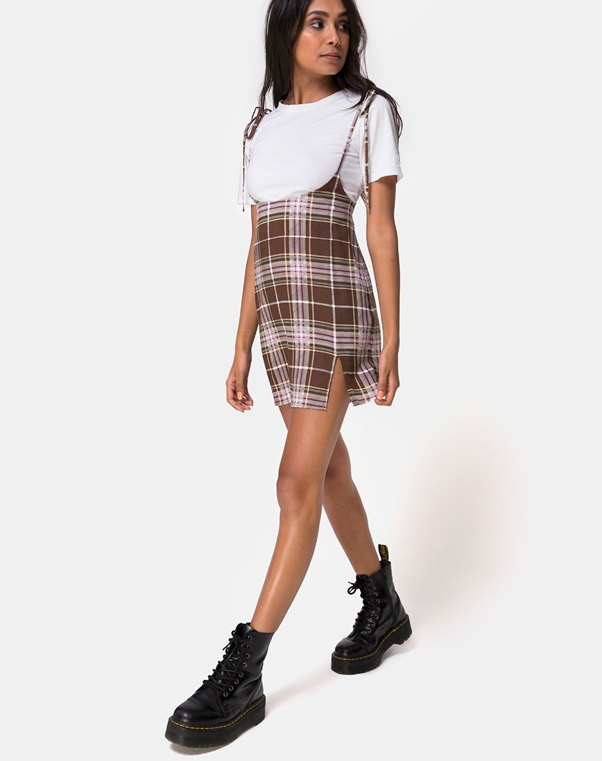 Image de Yelca Mini Dress in Tartan Brown