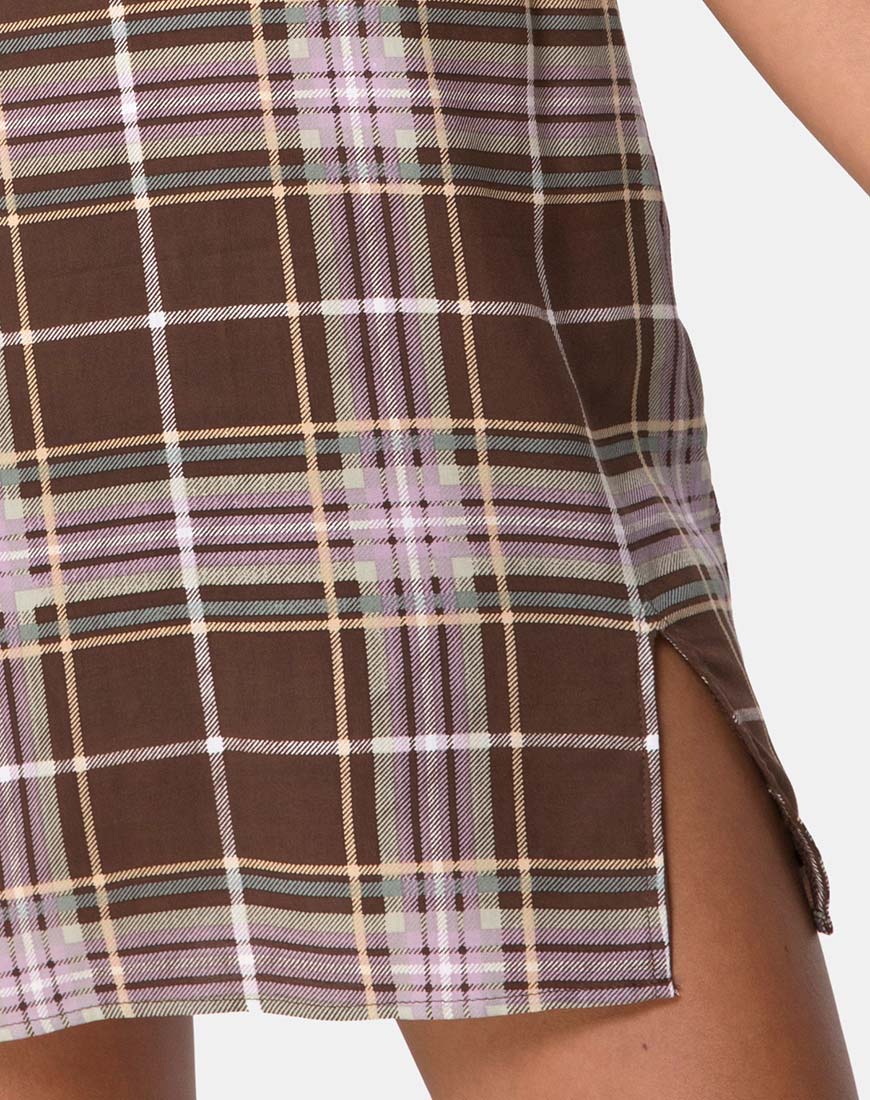 Image de Yelca Mini Dress in Tartan Brown