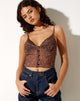 Image de Yena Crop Top in Flower Garden Brown