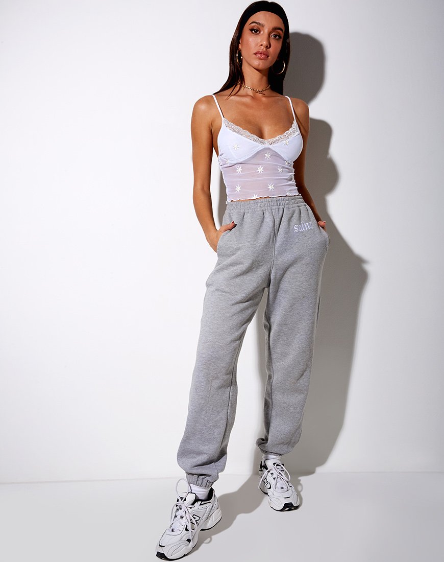 Image of Yenika Crop Top in White Daisy Embro with White Lace