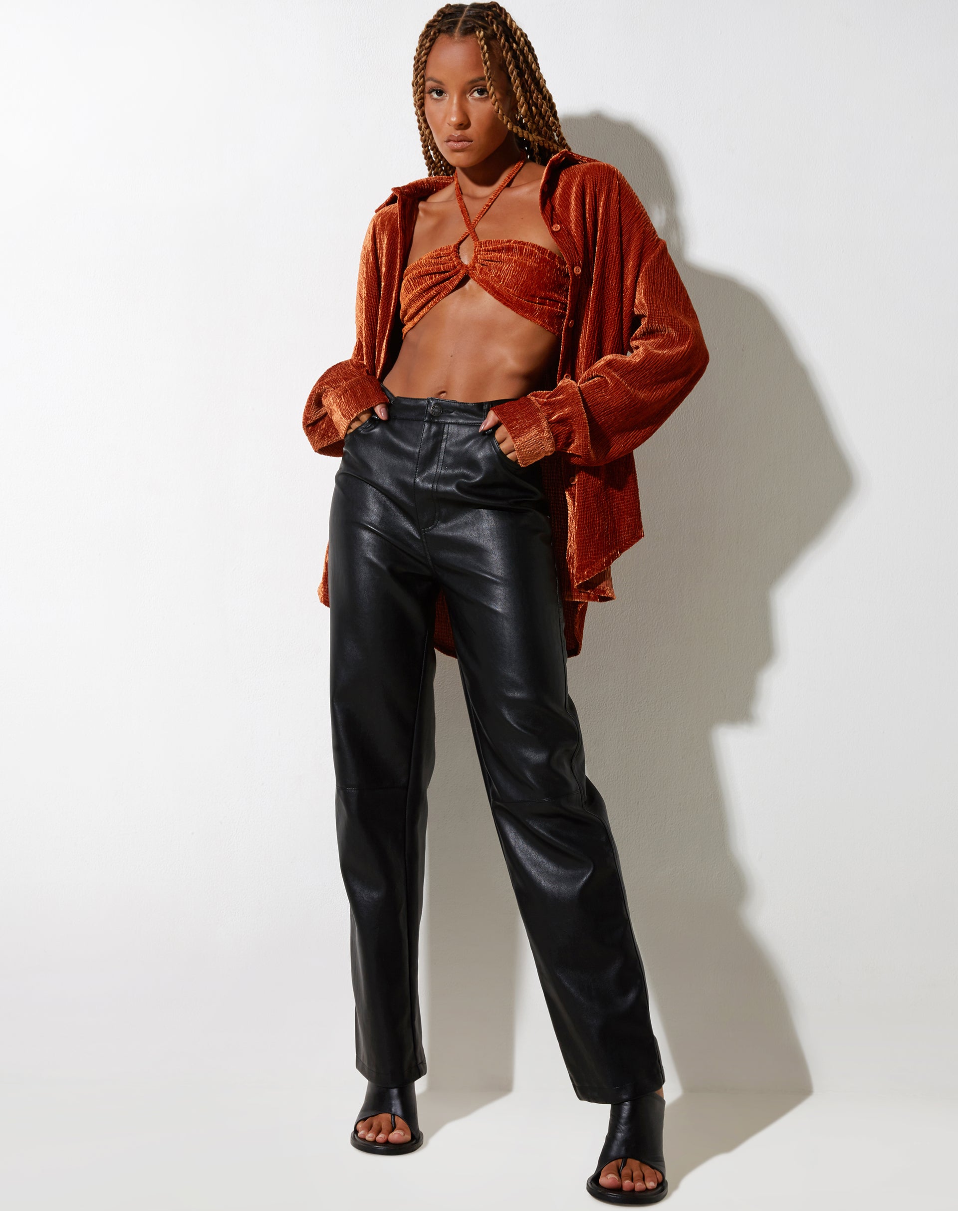 Image de Chemise oversize Dael en velours rouille