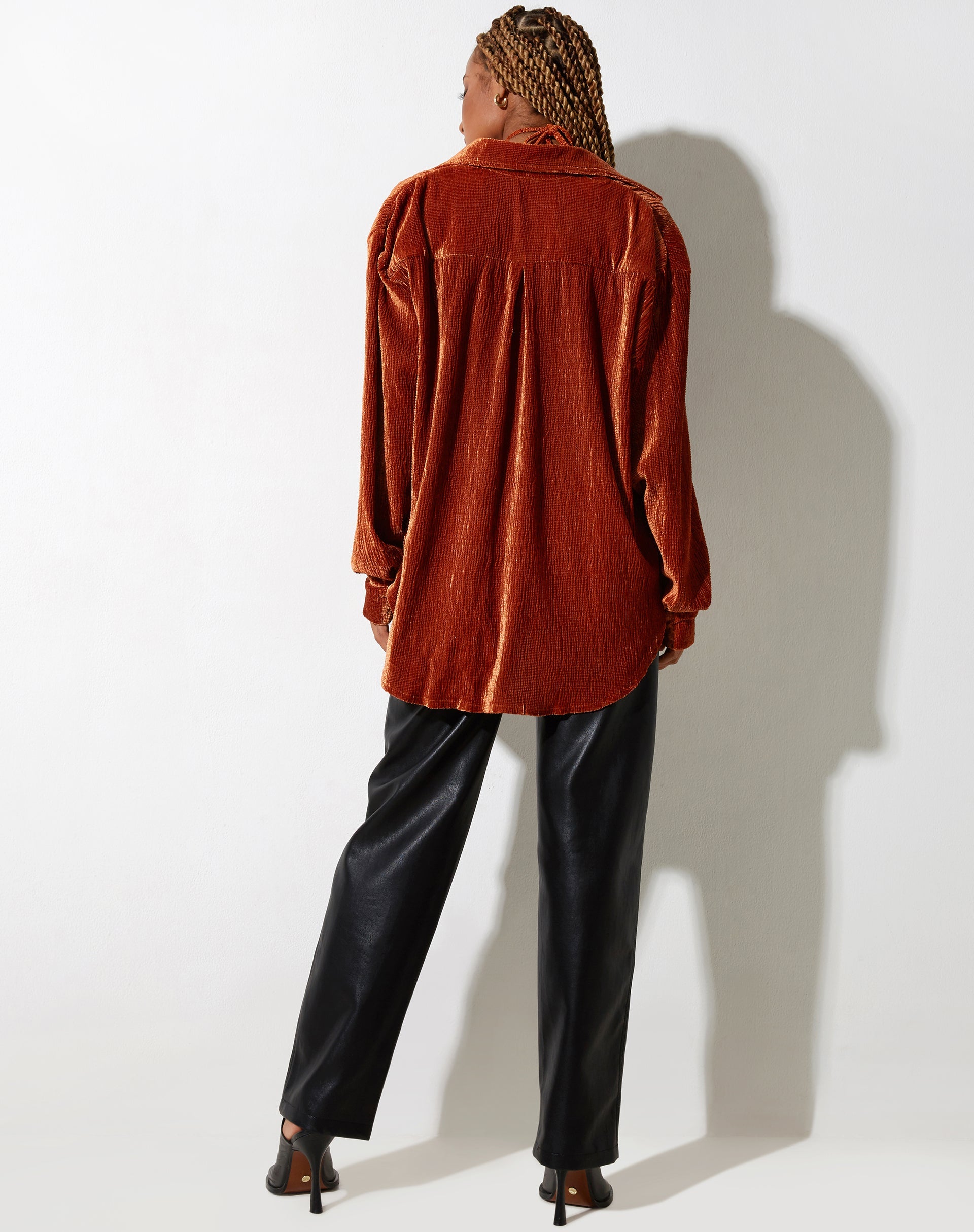 Image de Chemise oversize Dael en velours rouille