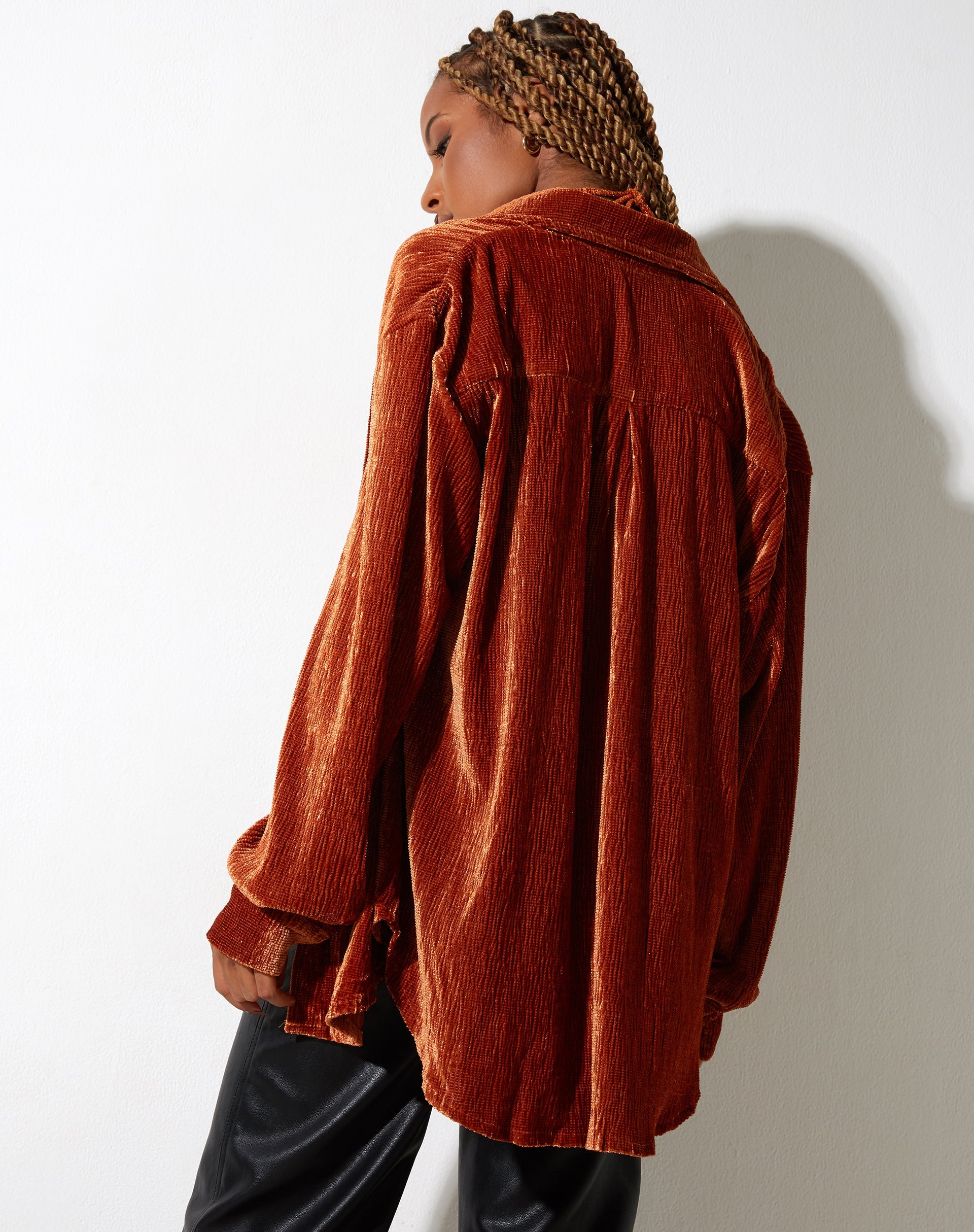 Image de Chemise oversize Dael en velours rouille