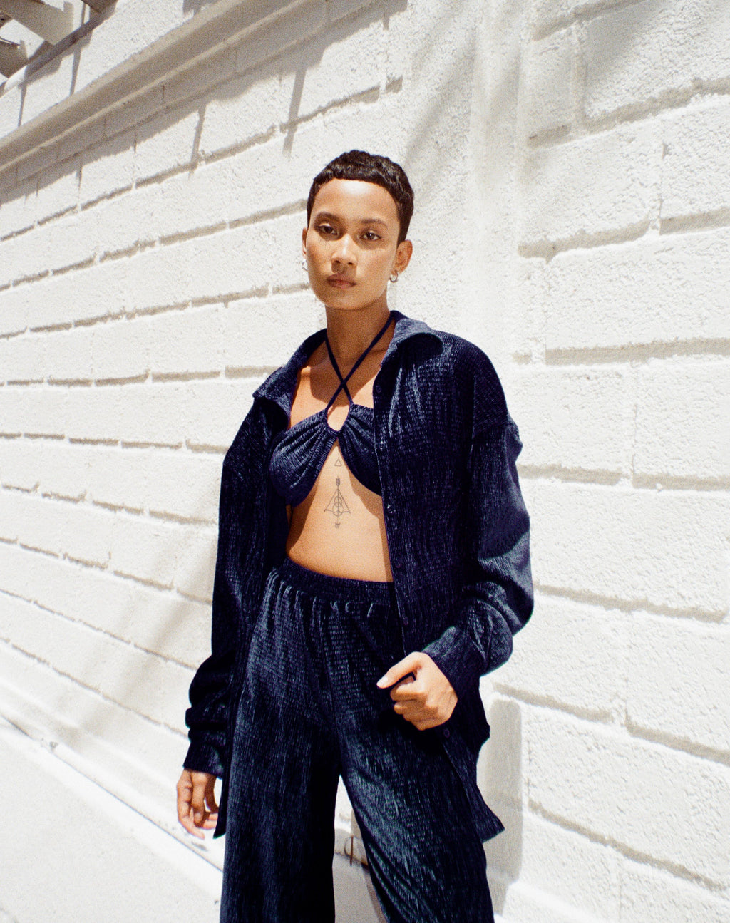 Chemise oversize Dael en velours marine