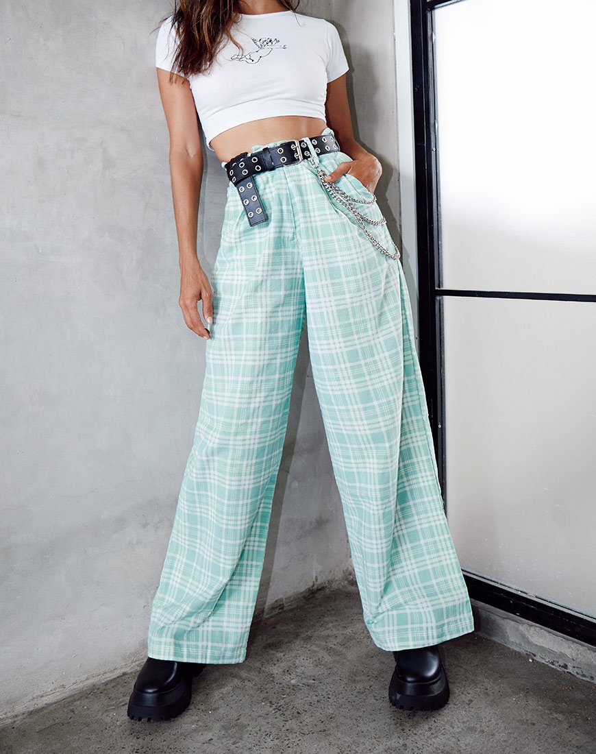 Pantalon Yeva en toile de table Neo Mint