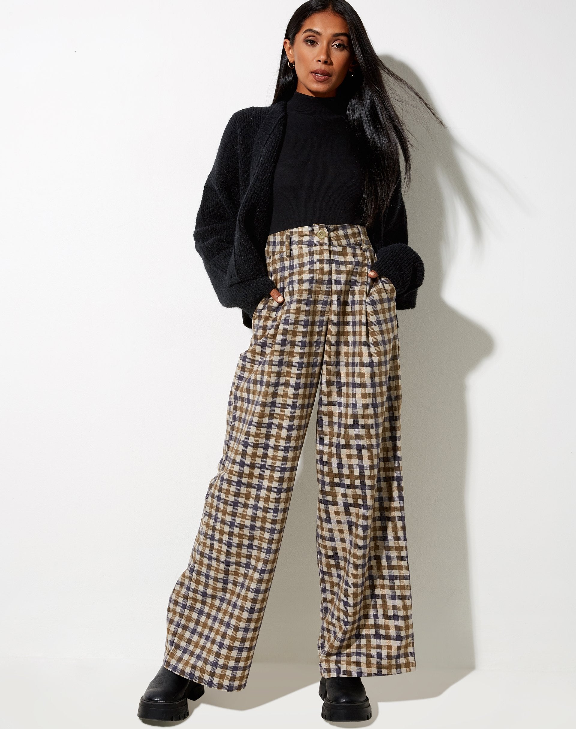 Image de Yeva Trouser in 40s Check Tan