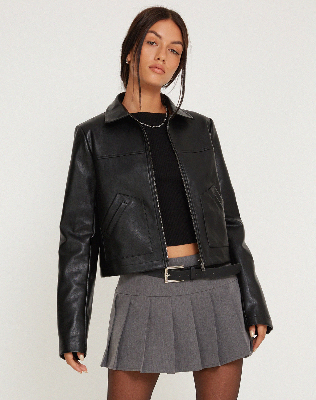 Veste zippée Yonde en PU noir