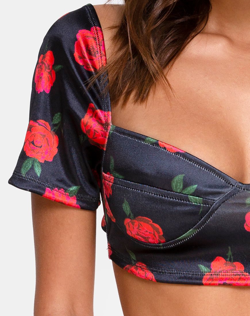 Image de Yoona Top en Satin Stretch Last Rose Black