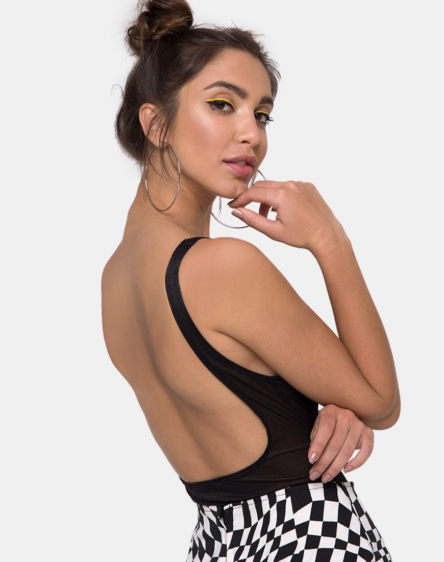 Yora Bodice in Black Nylon Sheer Mesh (corsage en maille de nylon noir)