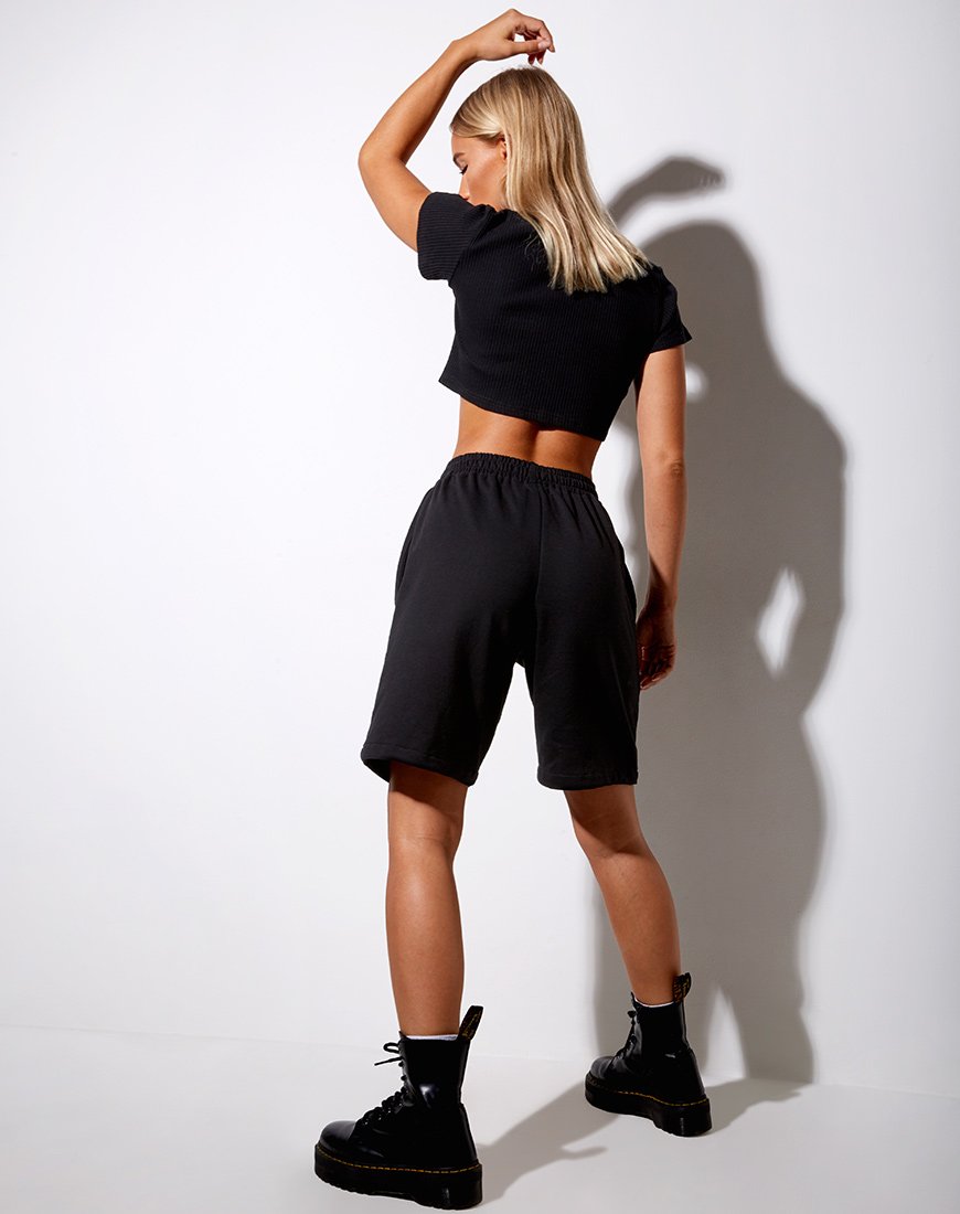 Image de Yubi Short en noir Angel Embro en blanc