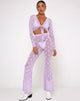 Image de Herlom Pantalon évasé en maille lilas Daisy White Flock