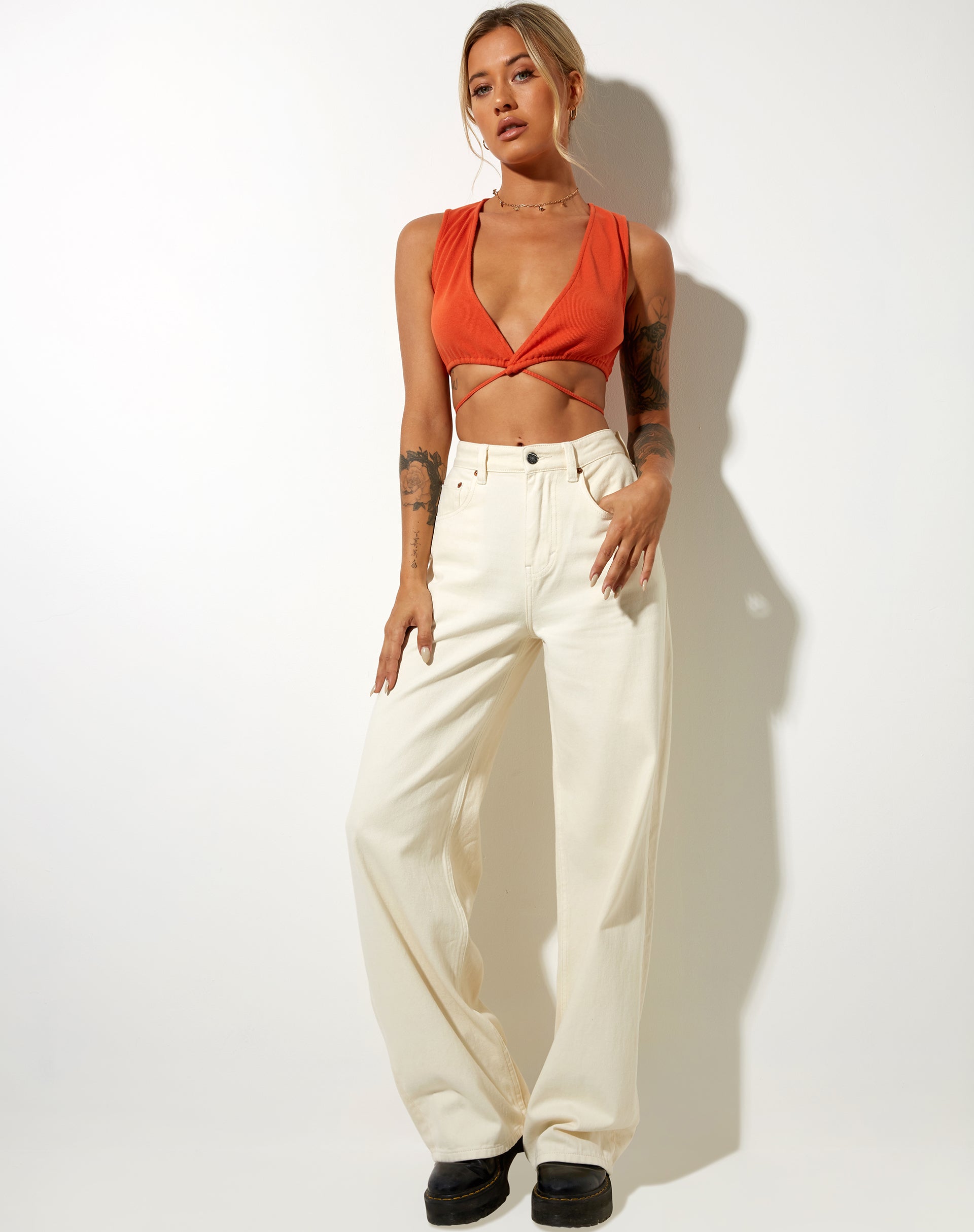 Image de Yunda Crop Top in Rib Tangerine