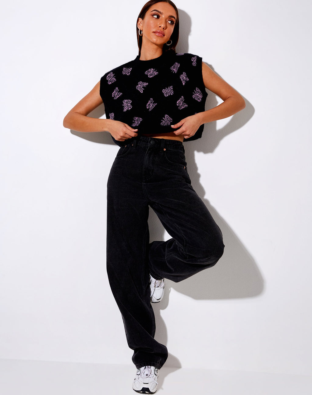 Pull Zacha en tricot Butterfly noir et violet