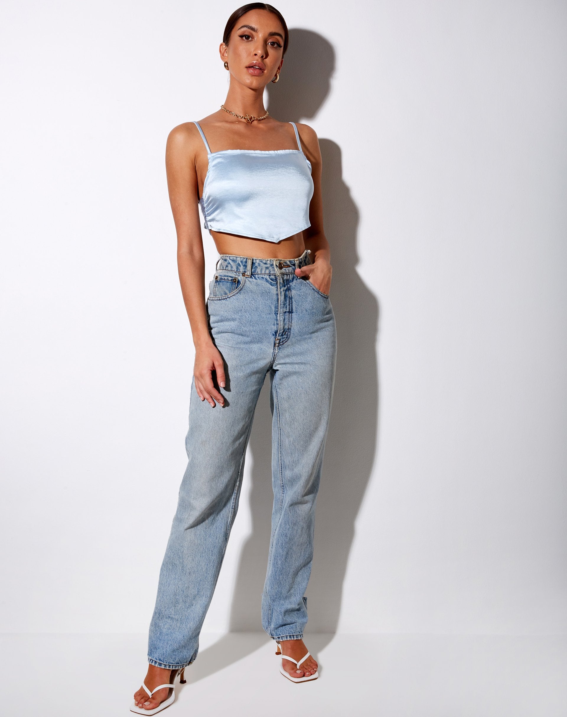 Image de Zashe Cami Top in Satin Baby Blue