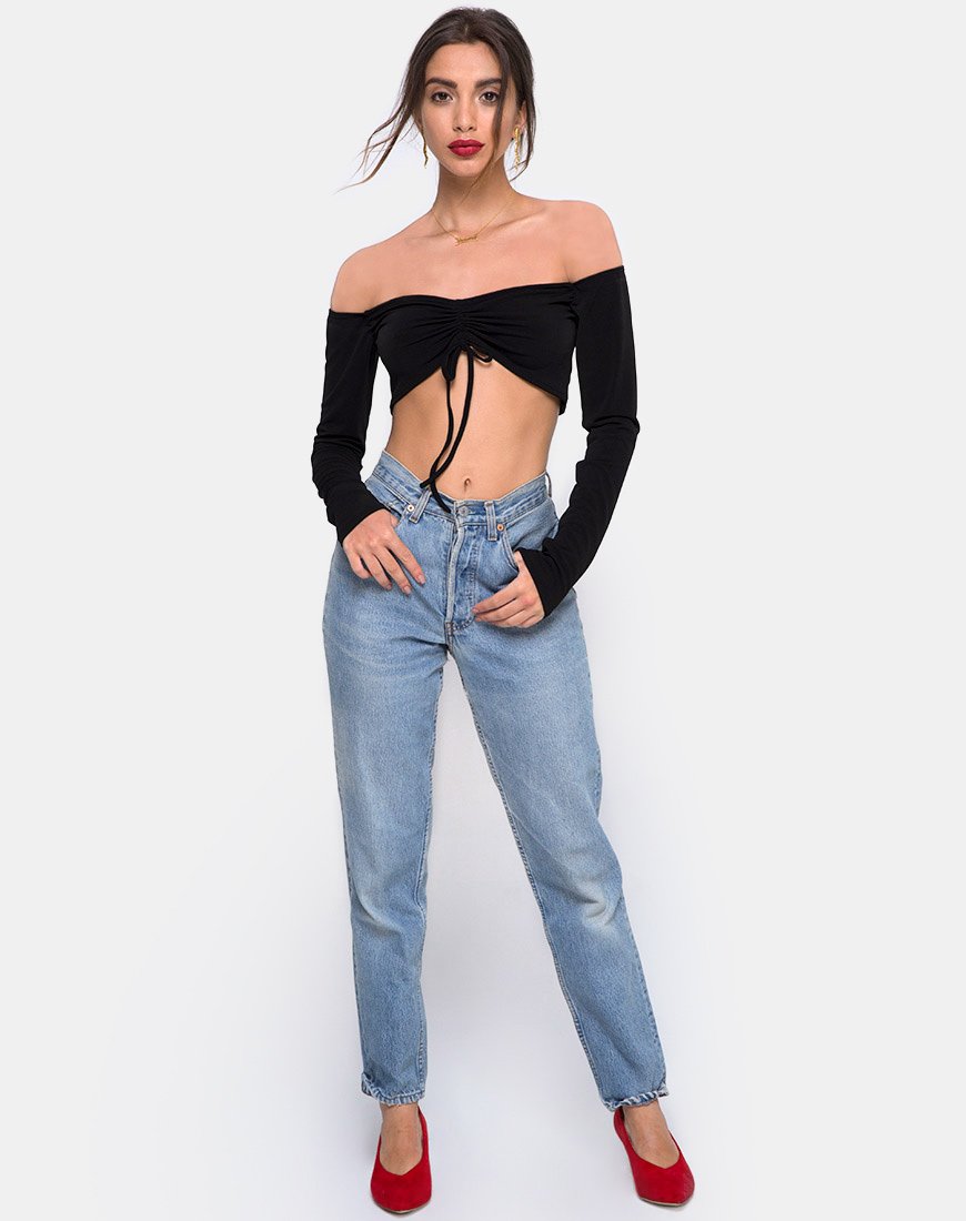 Image de Zalea Off The Shoulder Crop en noir