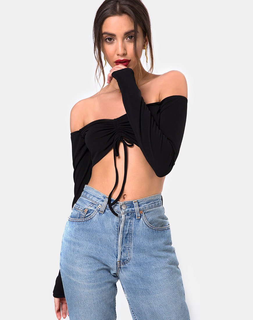 Zalea Off The Shoulder Crop en noir
