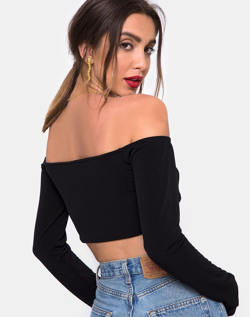 Zalea Off The Shoulder Crop en noir