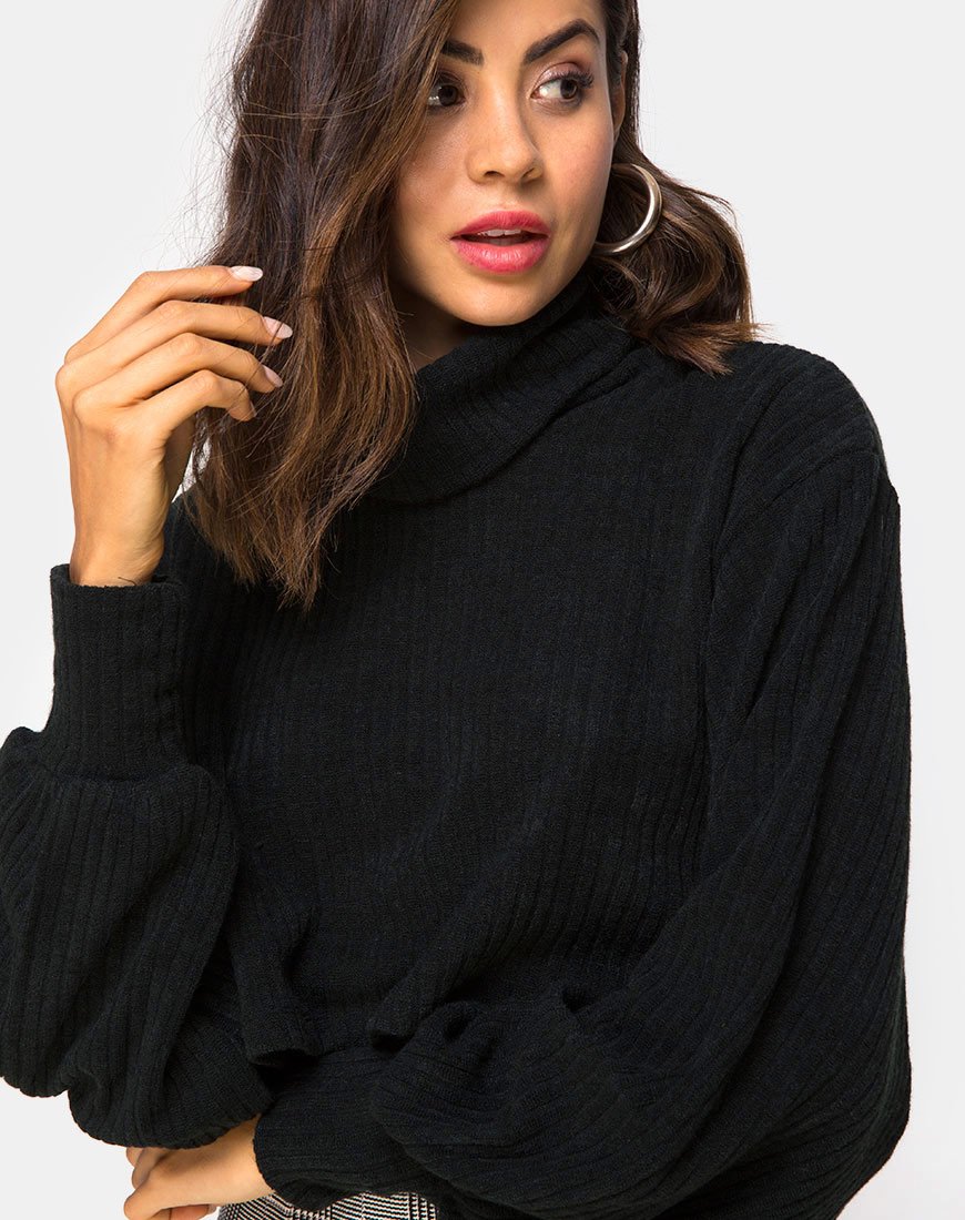 Image de Nizer High Neck Jumper in Black
