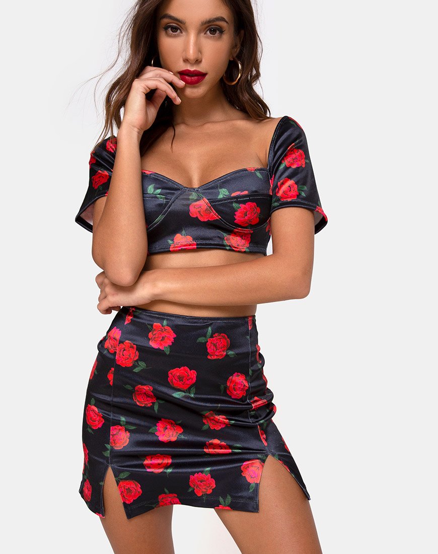 Minijupe Zida en satin stretch Last Rose Black