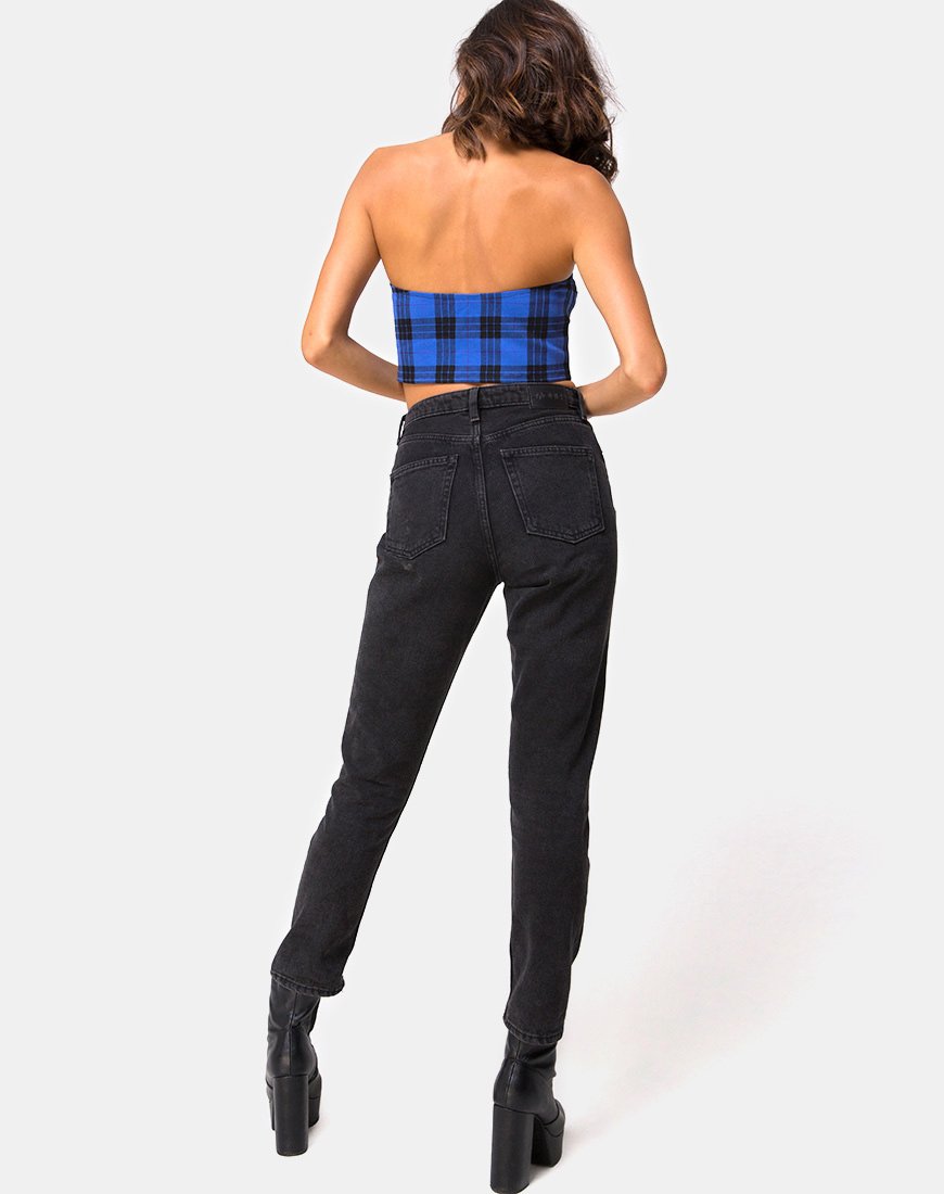 Image de Zipshi Cropped Top in Tartan Blue