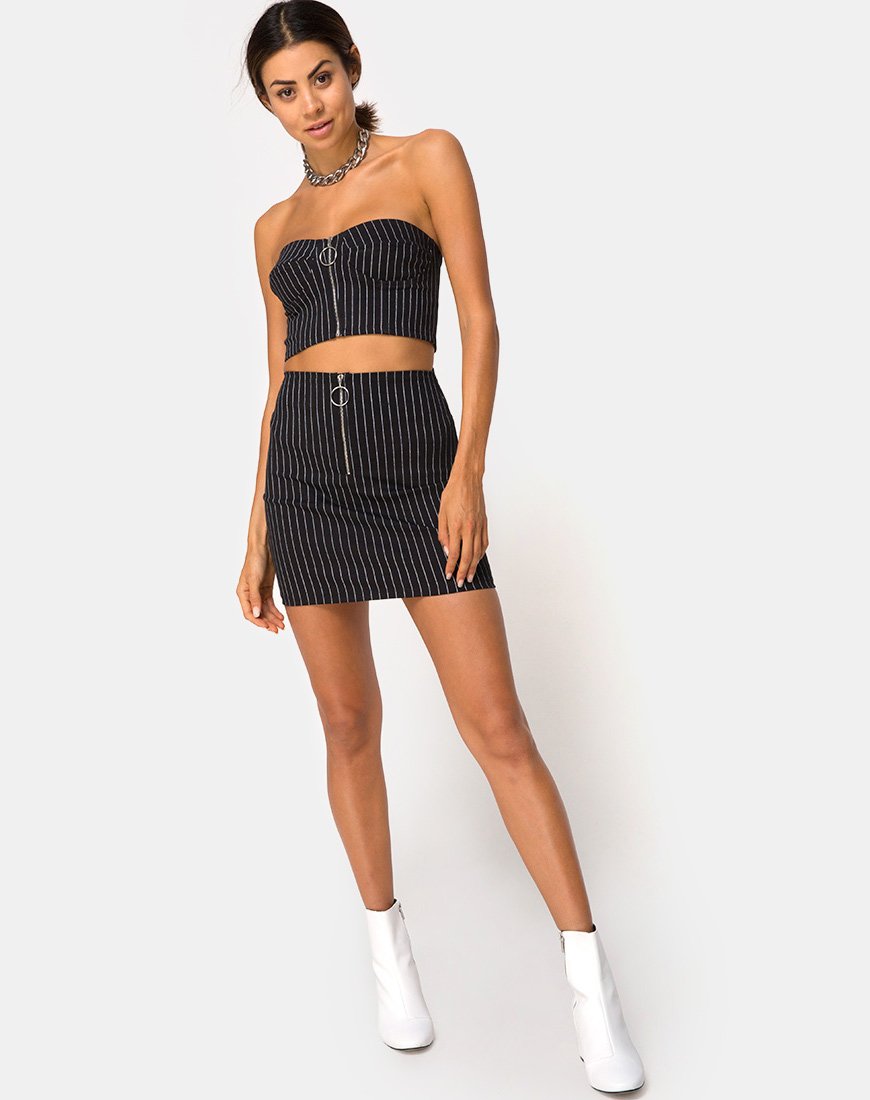 Image de Zipshi Top in Pinstripe Black