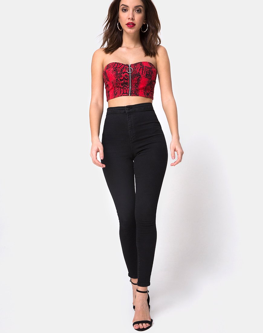Image de Zipshi Crop Top in Snake Red