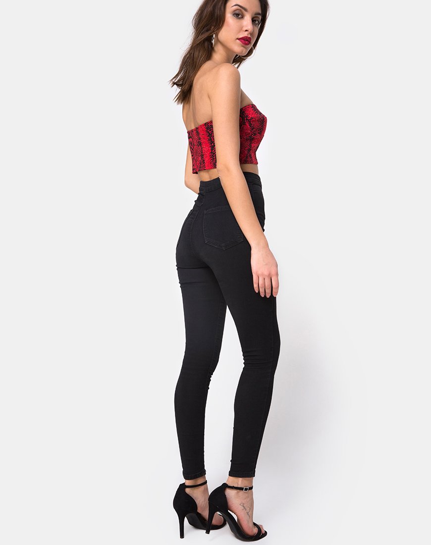 Image de Zipshi Crop Top in Snake Red