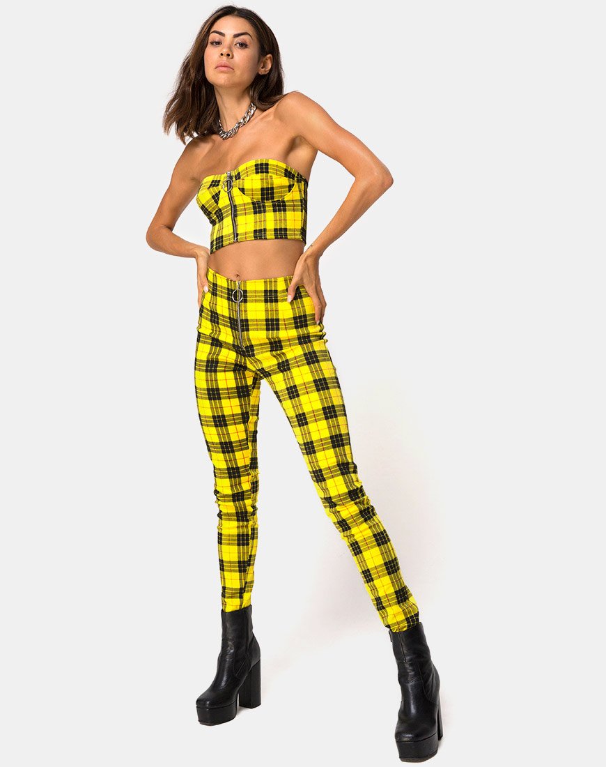 Image de Zipshi Crop Top in Winter Plaid Yellow