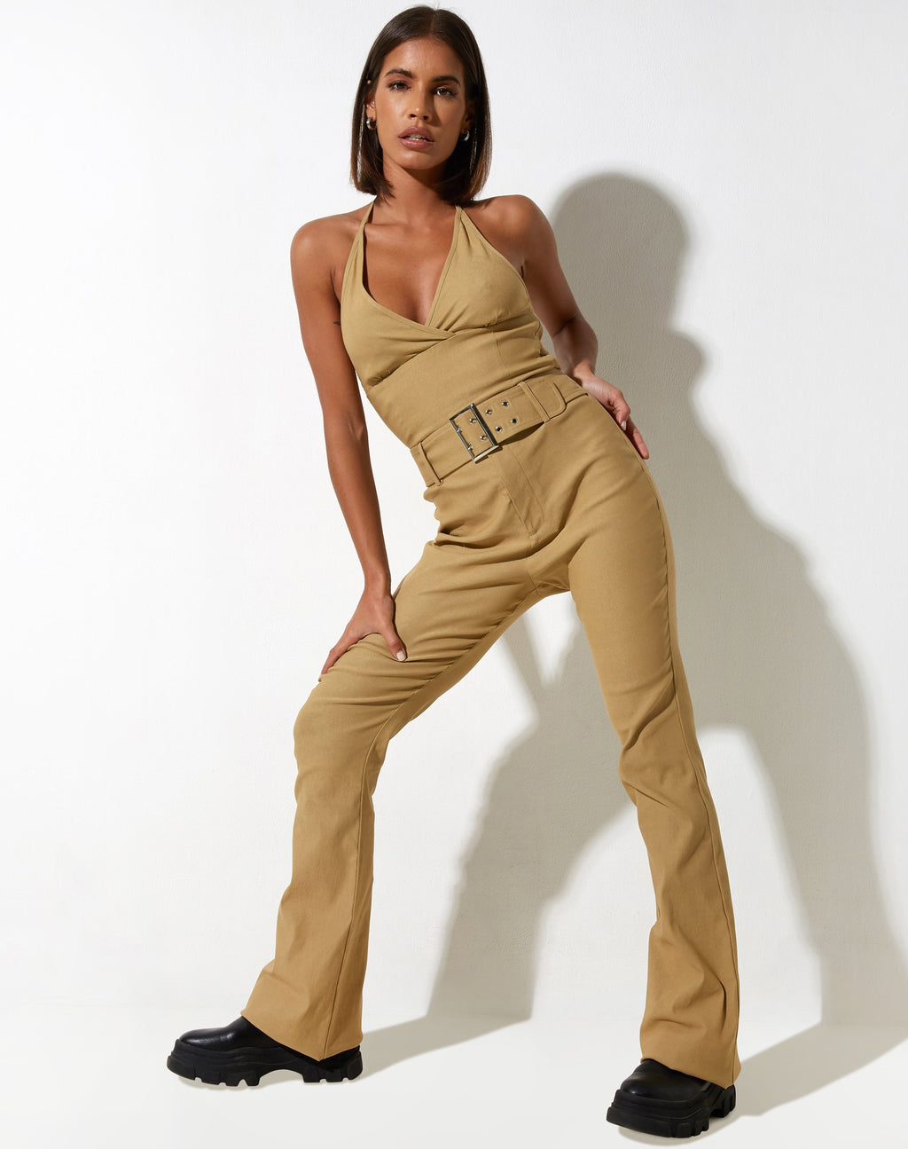 Pantalon évasé Zocha, mastic de tailleur