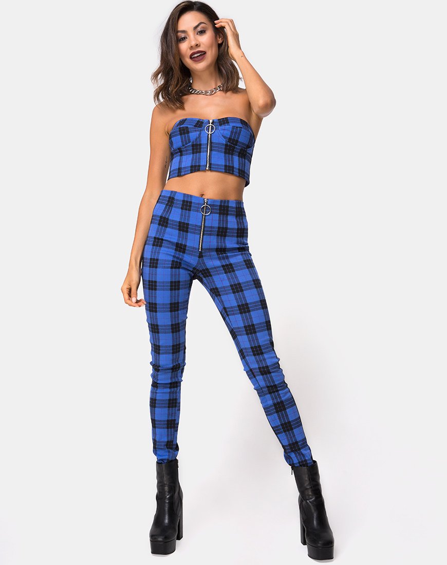 Image de Jolim Tapered Trouser in Tartan Blue