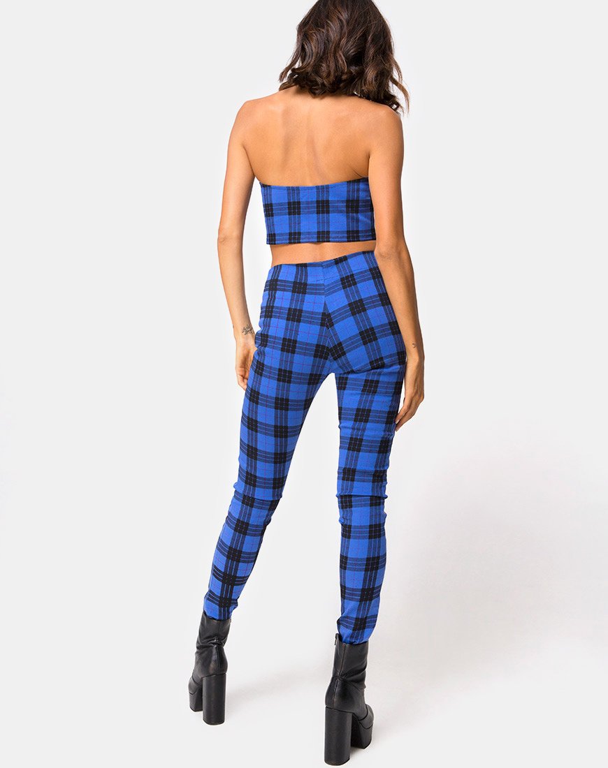 Pantalon fuselé Jolim, bleu écossais