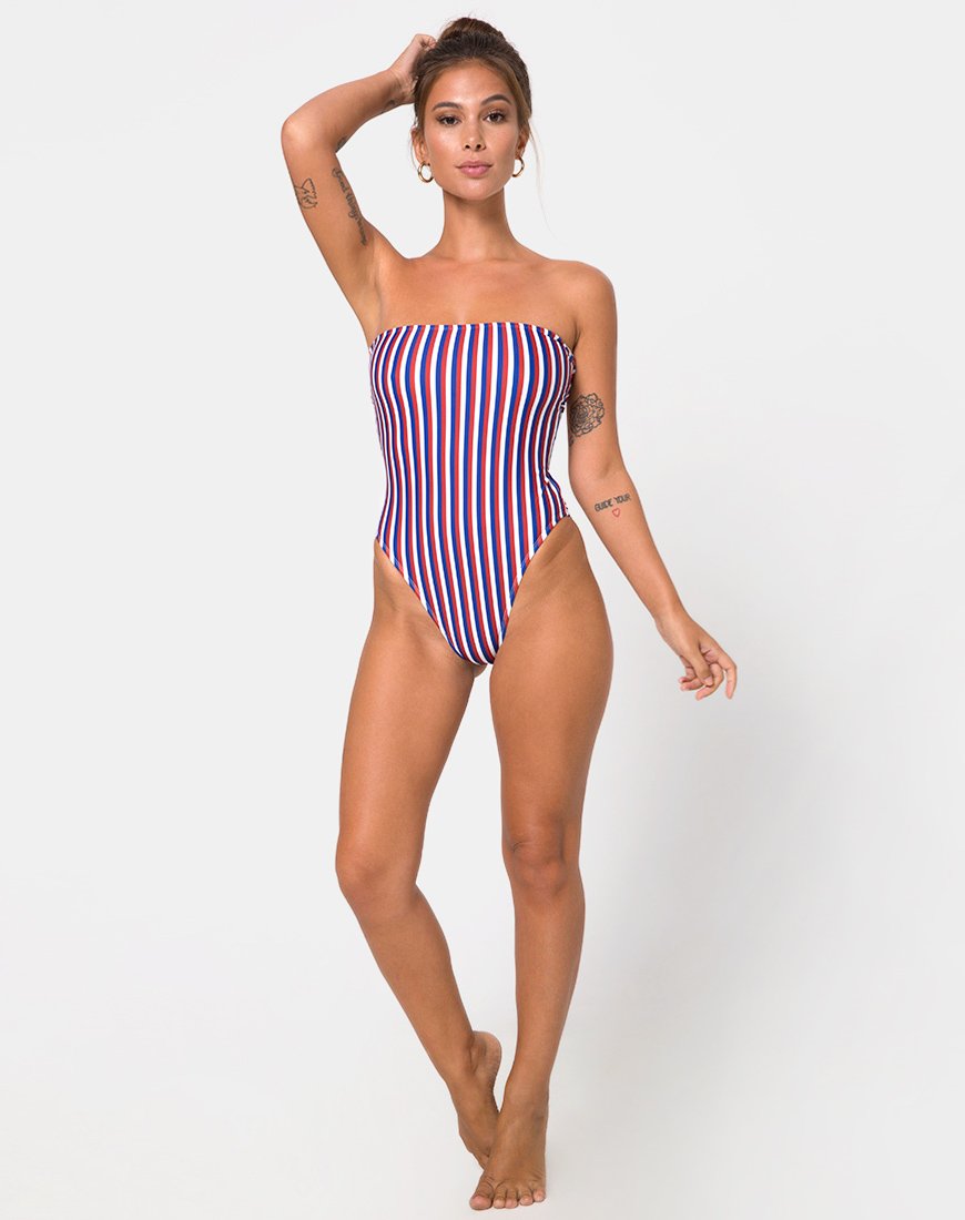 Image of Zolly Cutout Swimsuit in Triple Stripe