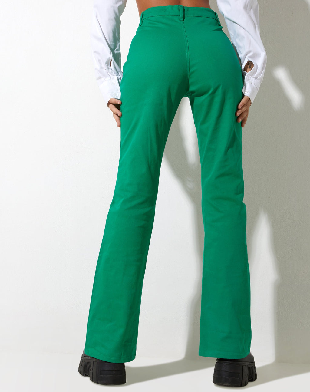 Pantalon évasé Zoven en sergé Blush Green