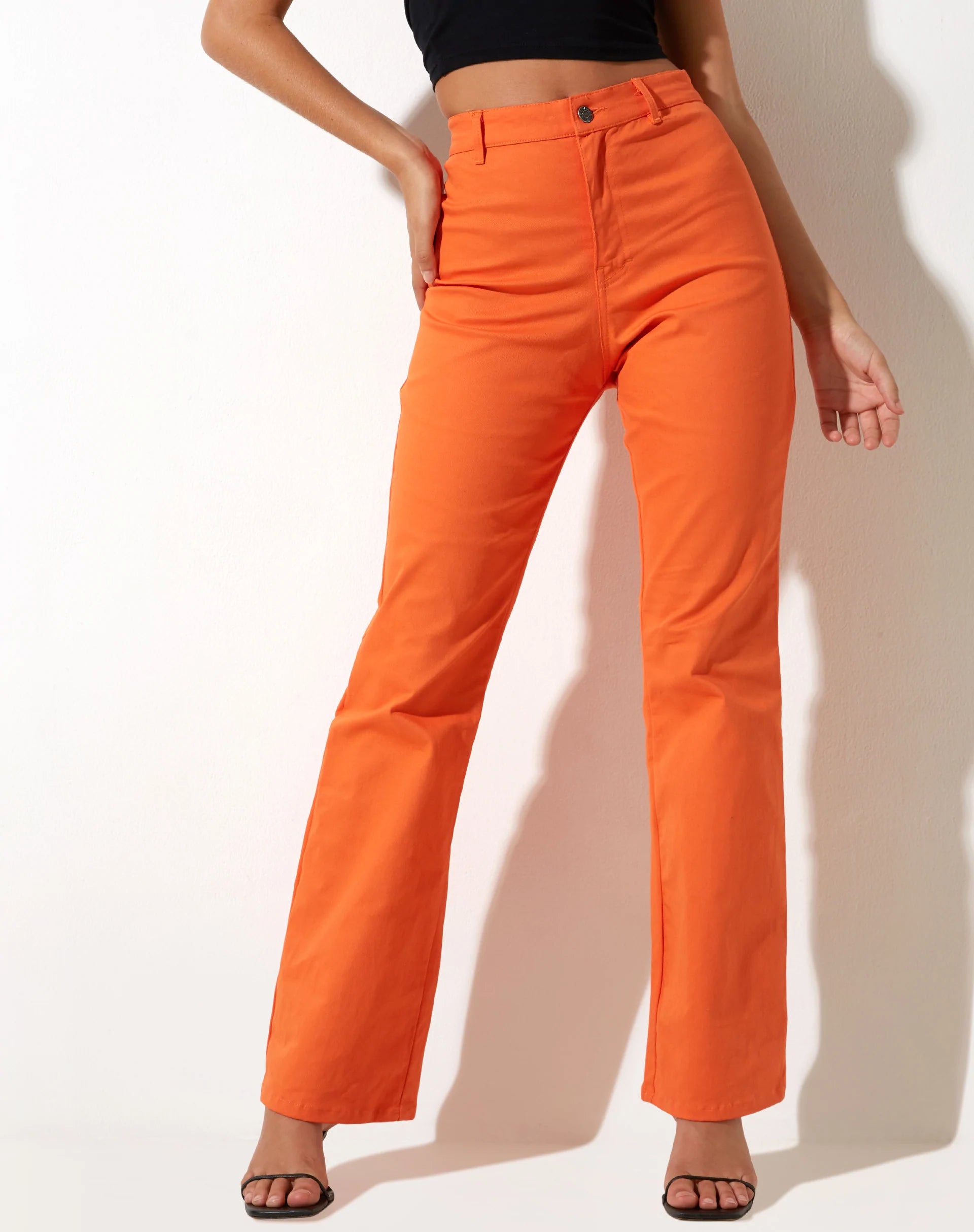 Pantalon évasé Zoven en sergé rose corail