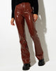Image de Zoven Flare Trouser in Croc PU Brown