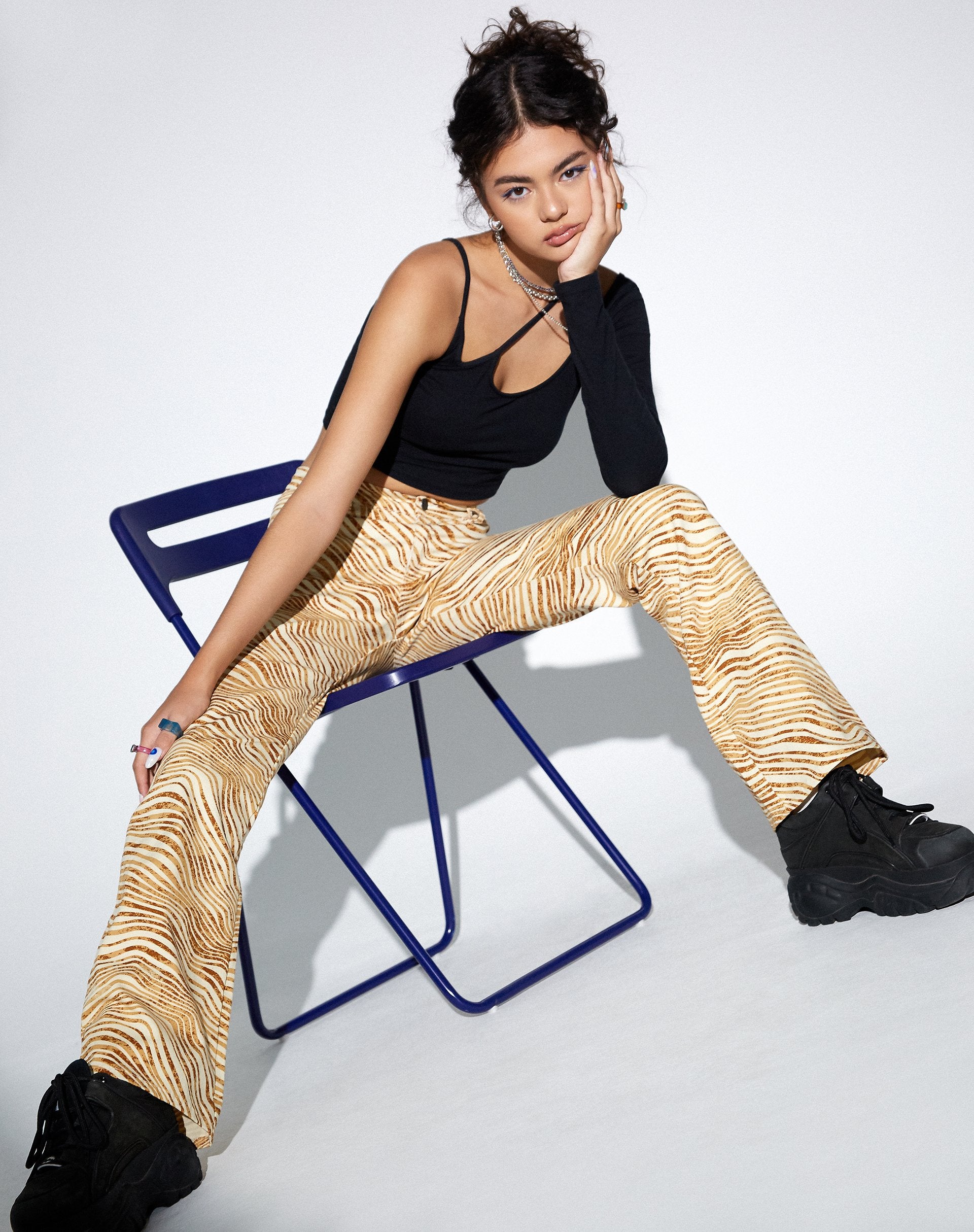 Image of MOTEL X OLIVIA NEILL Zoven Flare Trouser in Desert Terrain Tan
