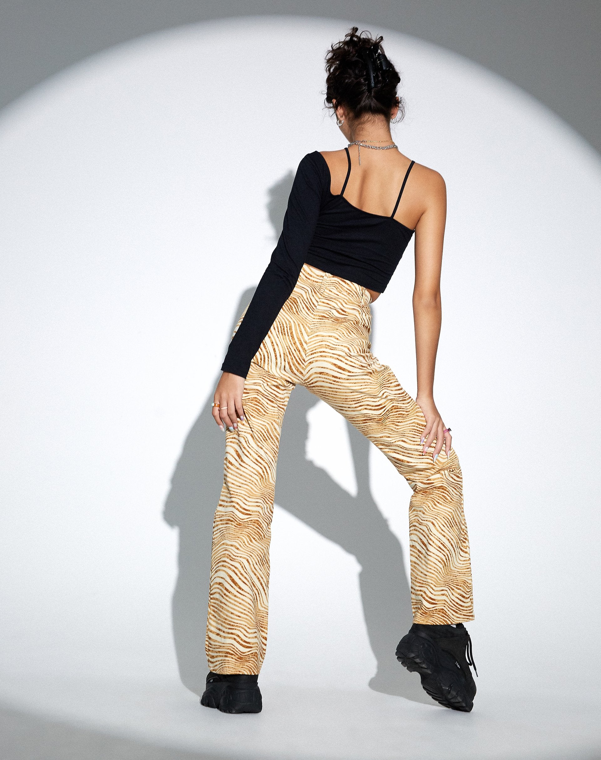 Image of MOTEL X OLIVIA NEILL Zoven Flare Trouser in Desert Terrain Tan