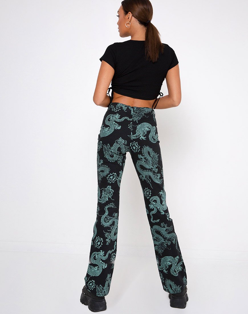 Image de Zoven Trouser in Dragon Flower Black and Mint