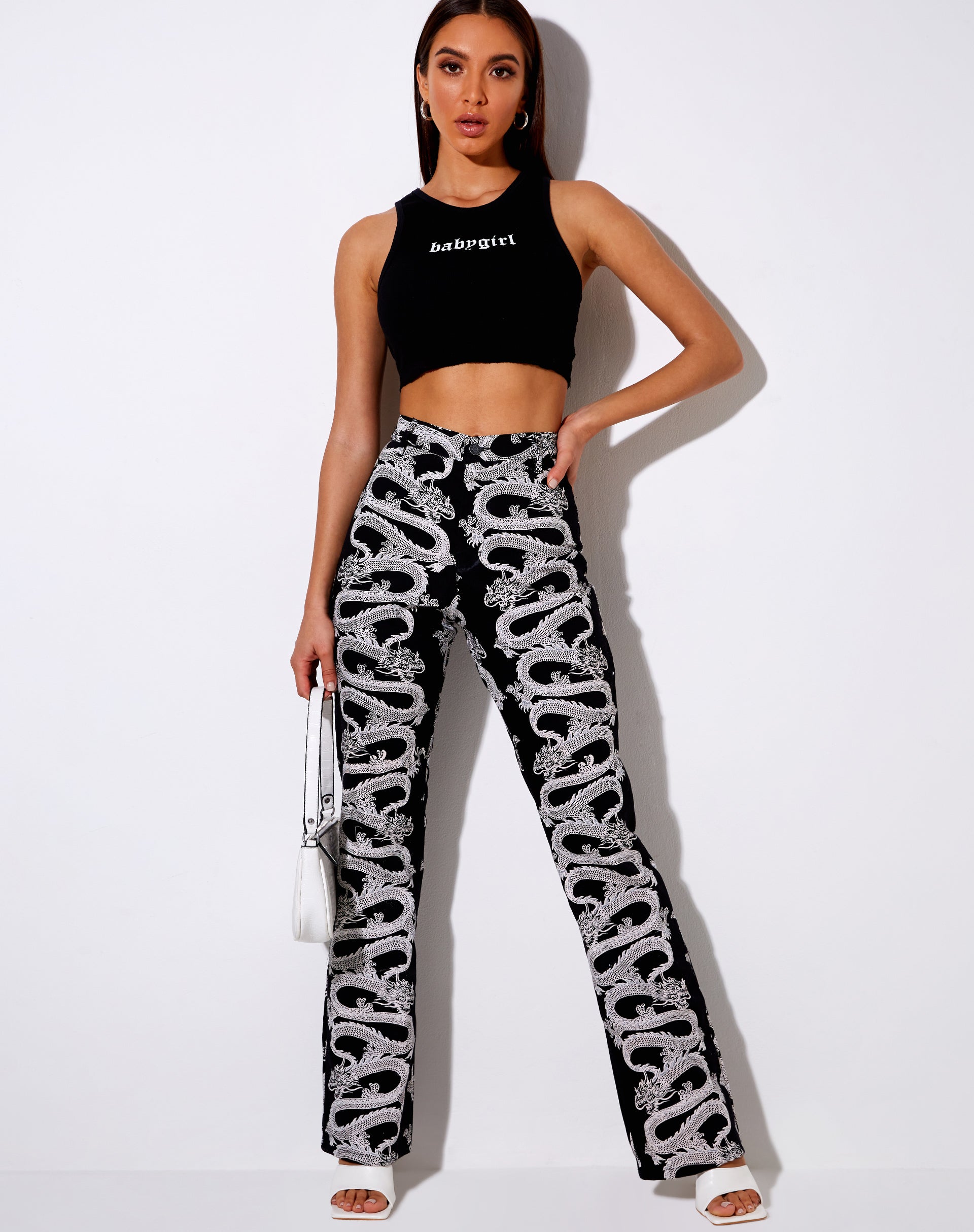 Image de Zoven Flare Trouser in Dragon Rope Black Placement