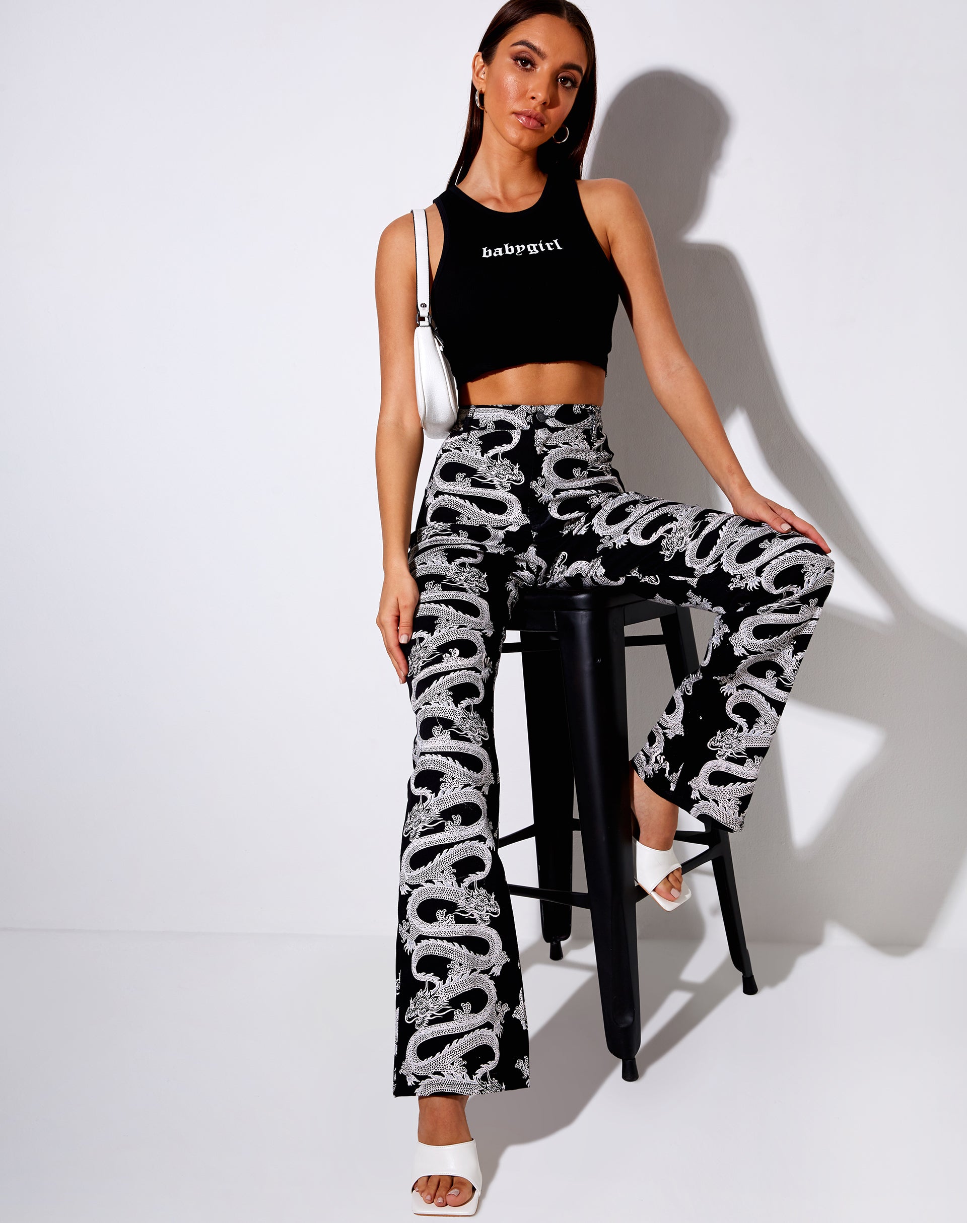 Image de Zoven Flare Trouser in Dragon Rope Black Placement