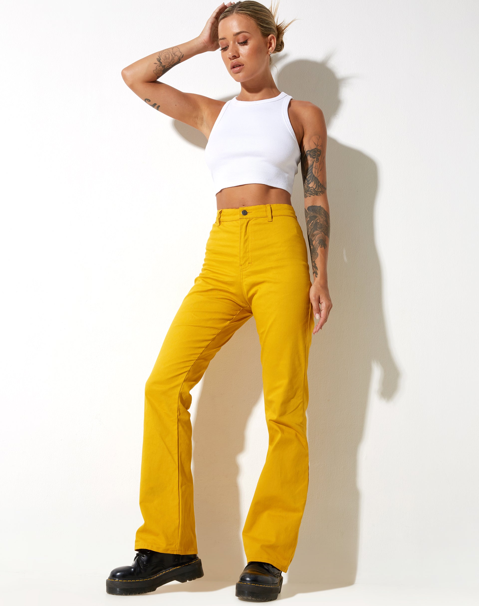 image de Zoven Flare Trouser in Twill Sulfur Mustard