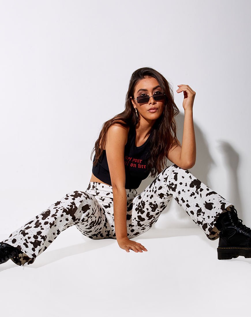Image de Zoven Flare Trouser in Mini Cow Black and White