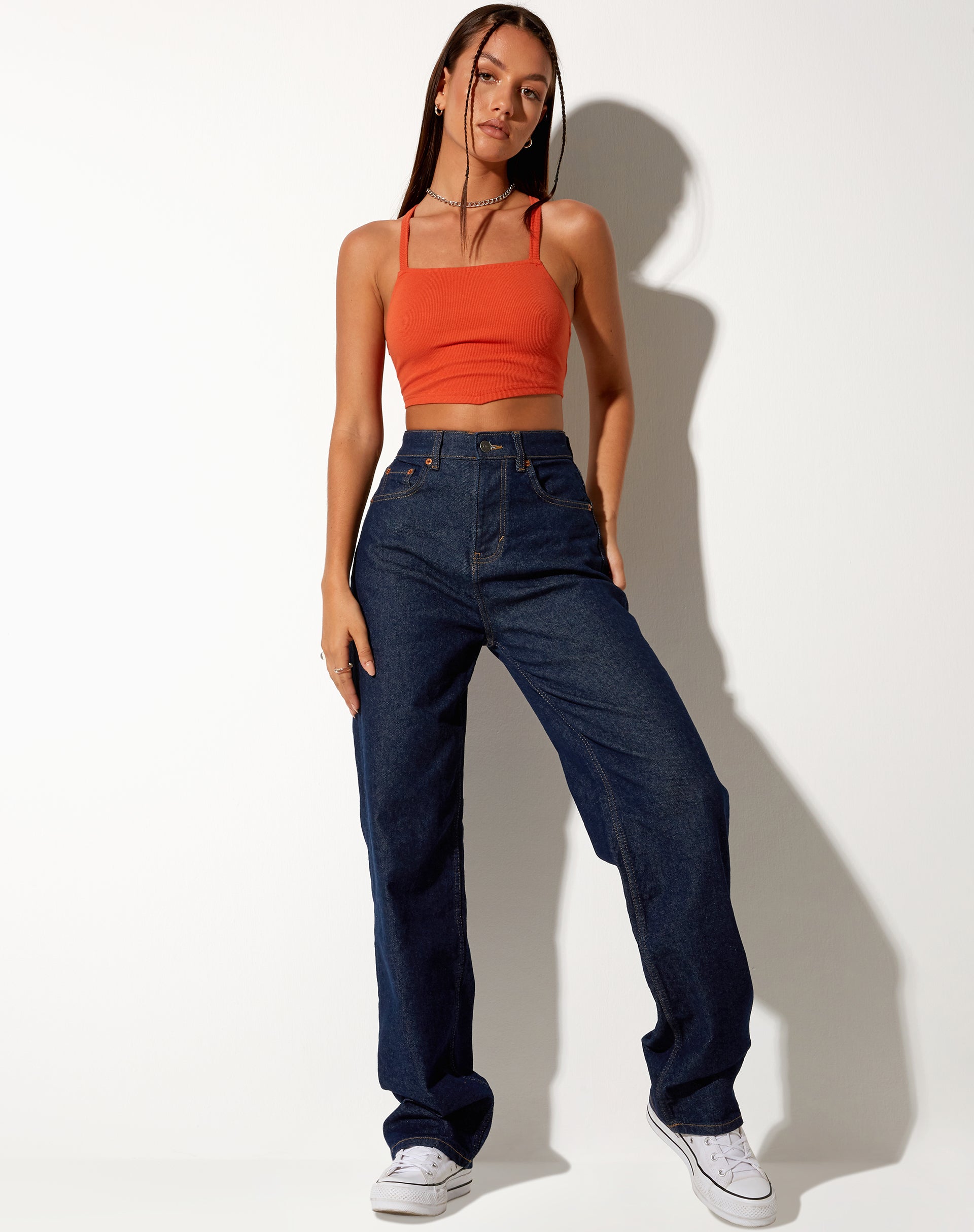Image de Nara Crop Top in Rib Tangerine