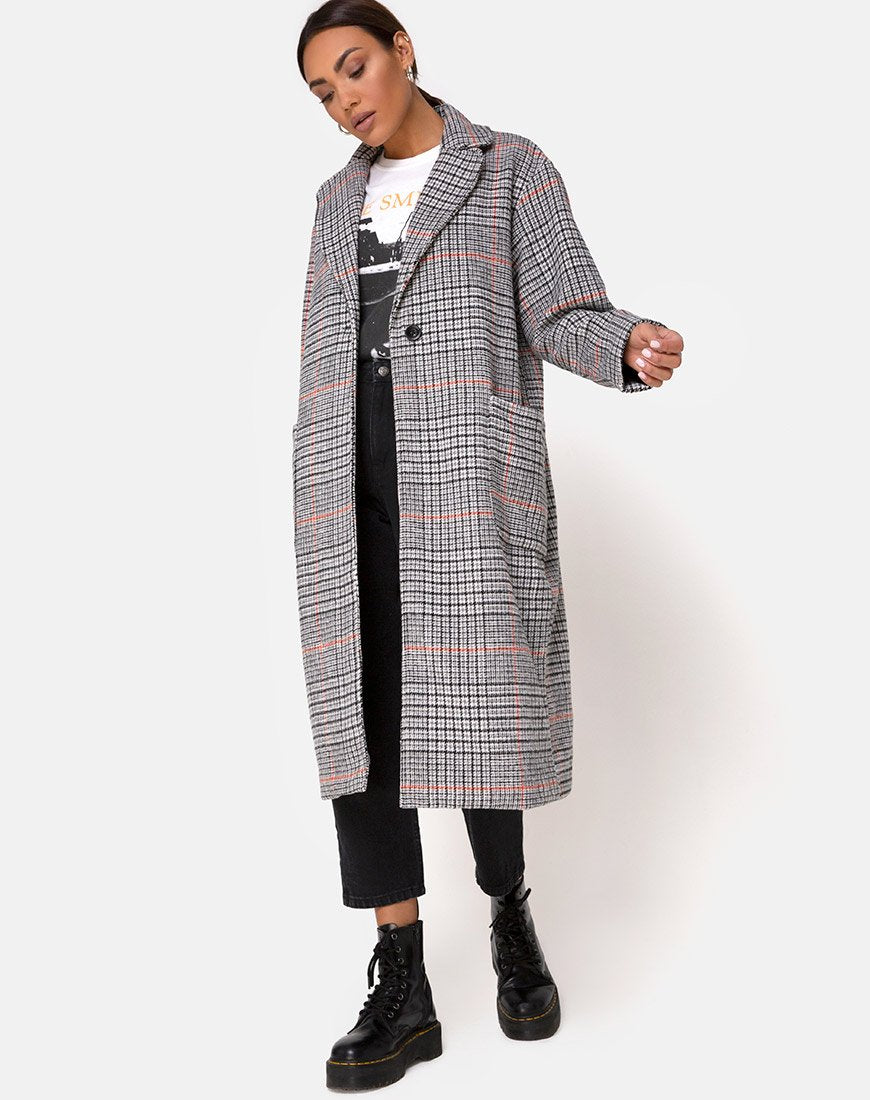 Manteau Glenn Duster en Glenn Check Orange