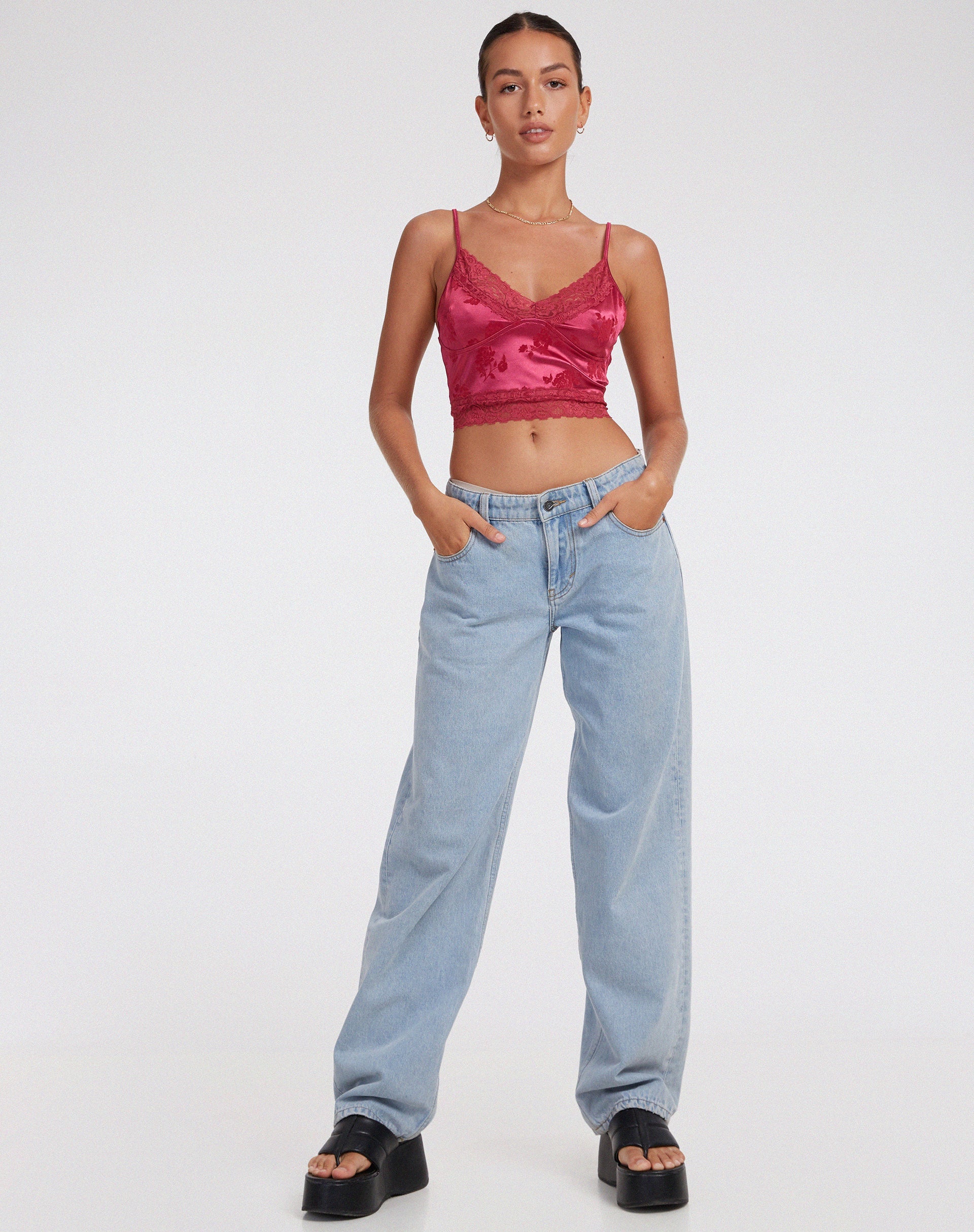 image de Dyrana Crop Top in Rose Flock Magenta