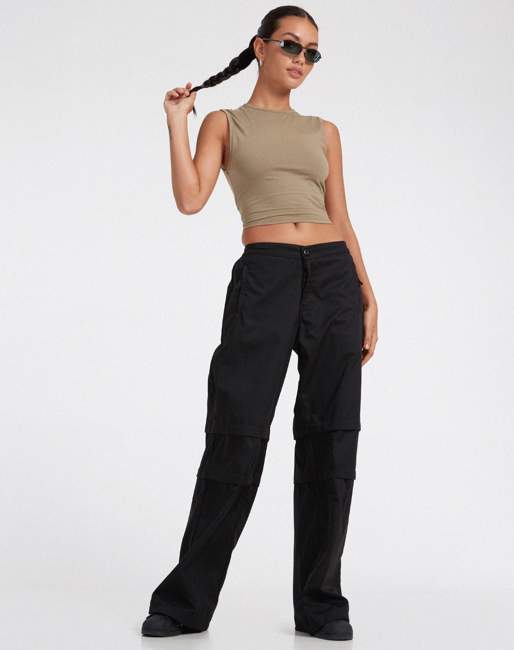 Pantalon à jambes larges Eilid, Drill Black