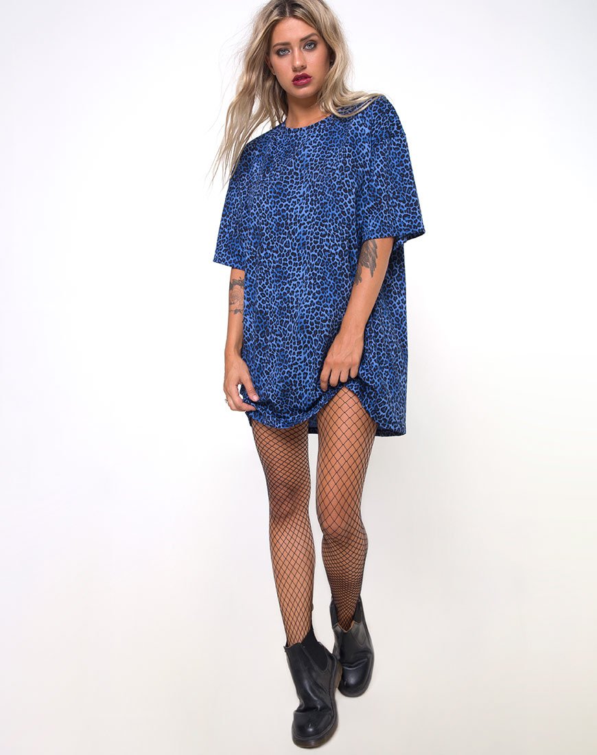 Image de Sunny Kiss Oversize Tee in Leopard Royal Blue