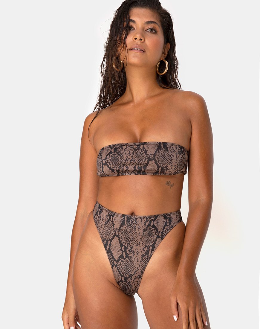 Top de bikini Izarla, serpent taupe