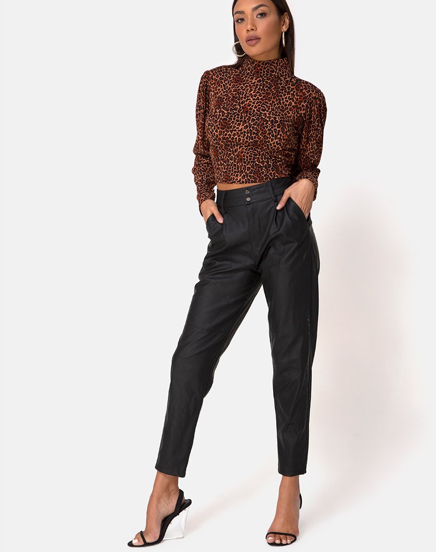 Image de Jasty Crop Top in Crinkle Ditsy Leopard Orange