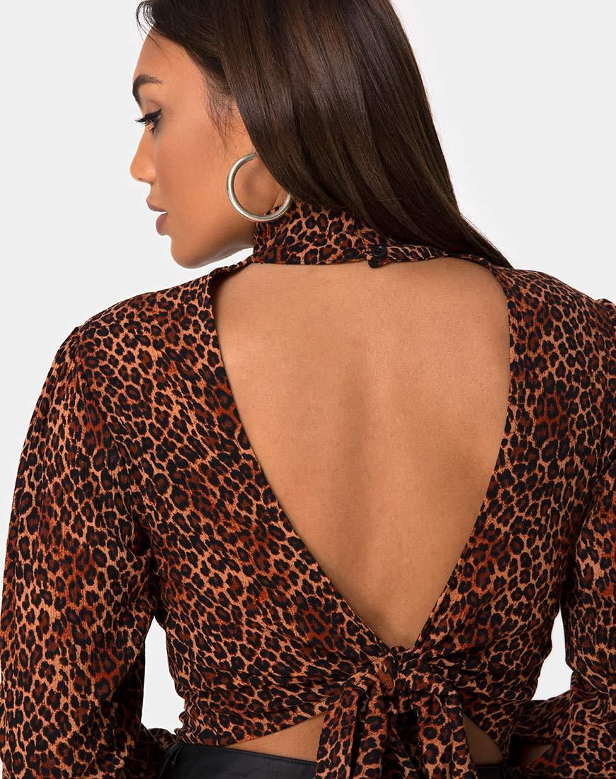 Image de Jasty Crop Top in Crinkle Ditsy Leopard Orange